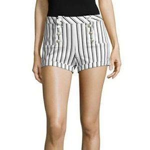 Almost famous high waist sailor nautical shorts white navy‎ stripe size 9